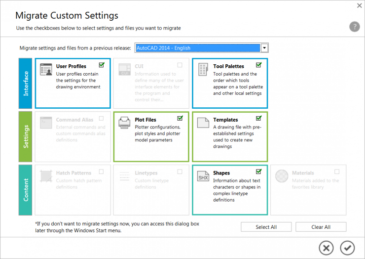 AutoCAd 2017 - Migrating Custom Settings